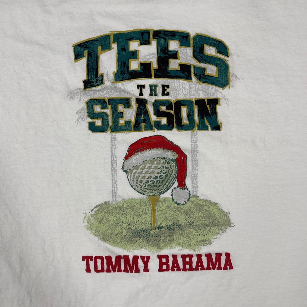 Tommy Bahama Graphic Golf Tee Mens XL White Tees The Season Holiday Shirt - Picture 6 of 6